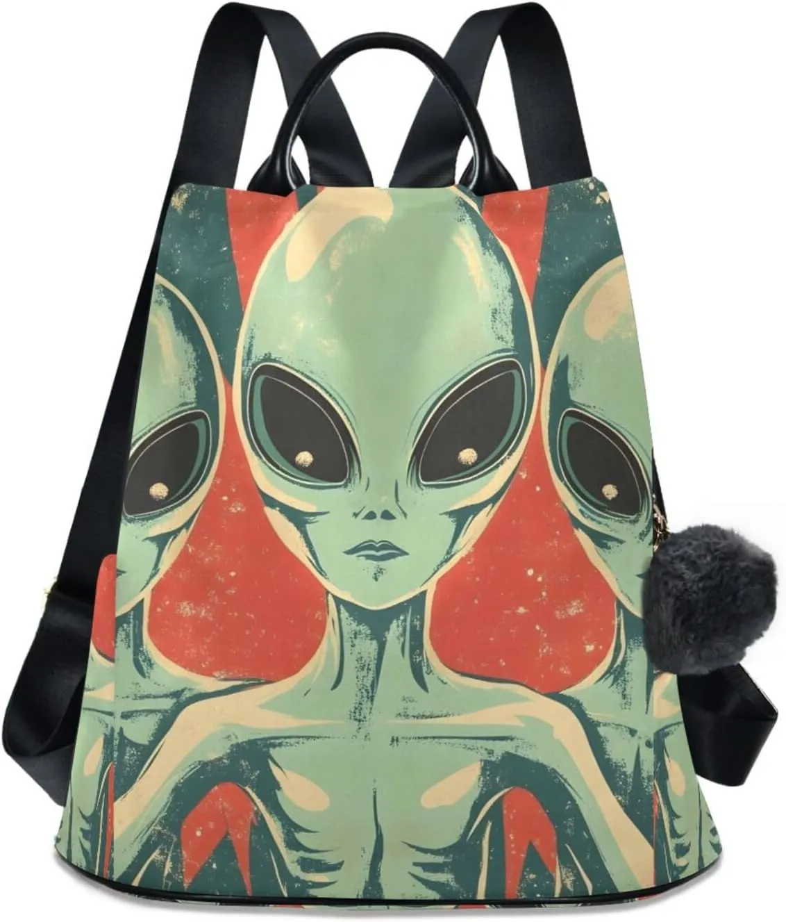 Retro Vintage Aliens Backpack for Women Anti Theft Large Fashion Travel Shoulder Bag Purse Rucksack Lightweight