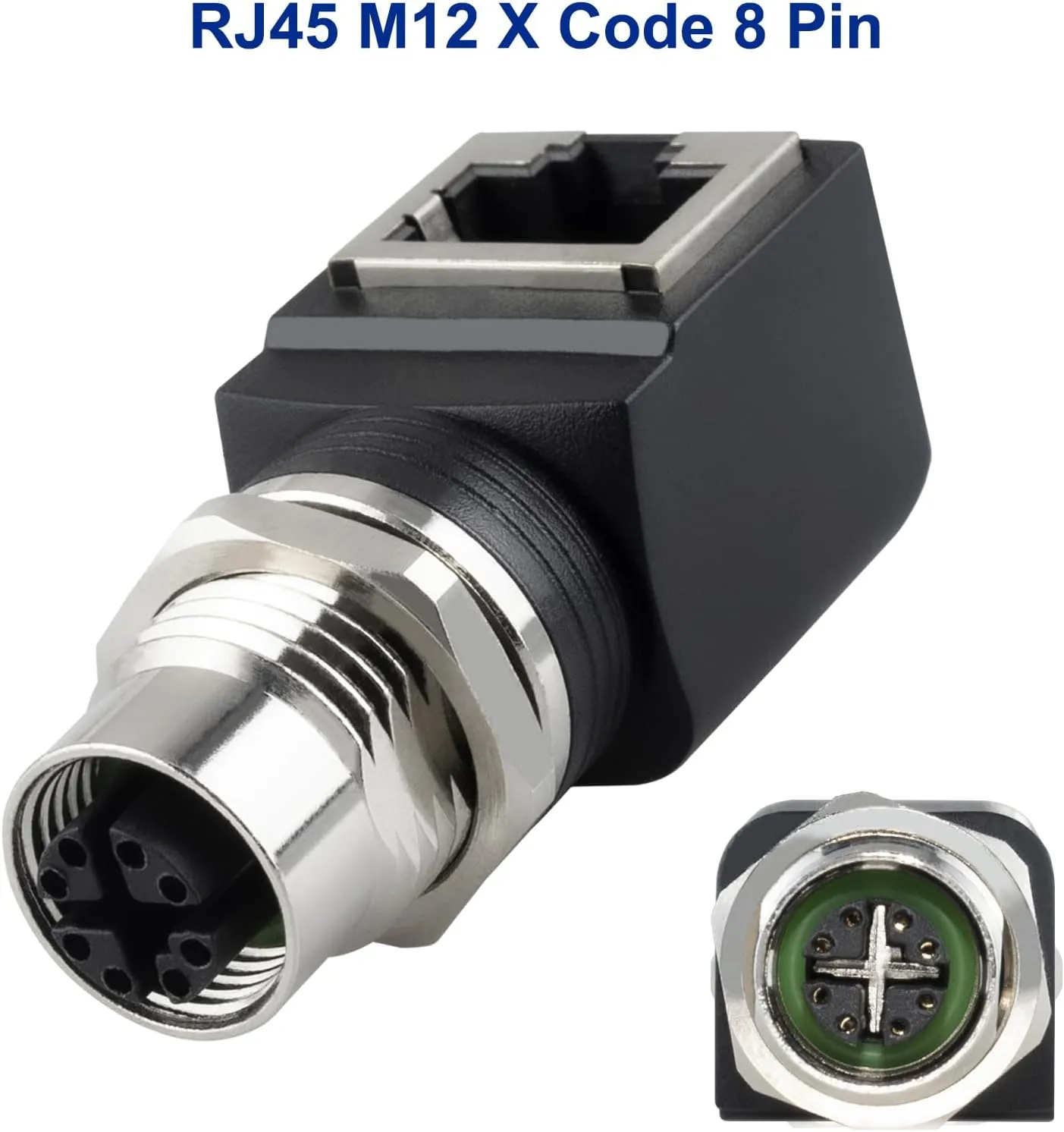 RJ45 to M12 X Coded 8 Pin Adapter Cat6/Cat5, M12 Female to RJ45 Female Connector X-Code IP68 Shielded Industrial Ethernet Adapter for Basler Cognex Industrial Camera Sensor