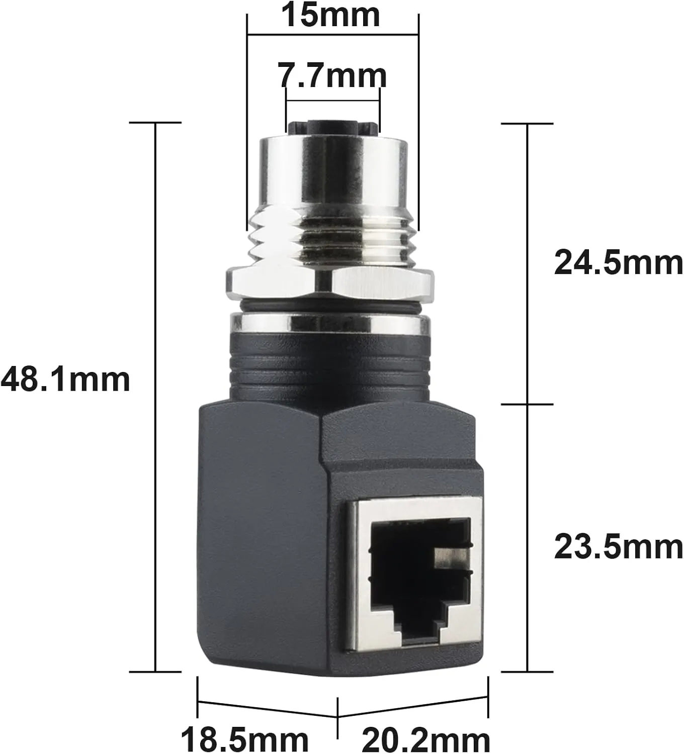 RJ45 to M12 X Coded 8 Pin Adapter Cat6/Cat5, M12 Female to RJ45 Female Connector X-Code IP68 Shielded Industrial Ethernet Adapter for Basler Cognex Industrial Camera Sensor
