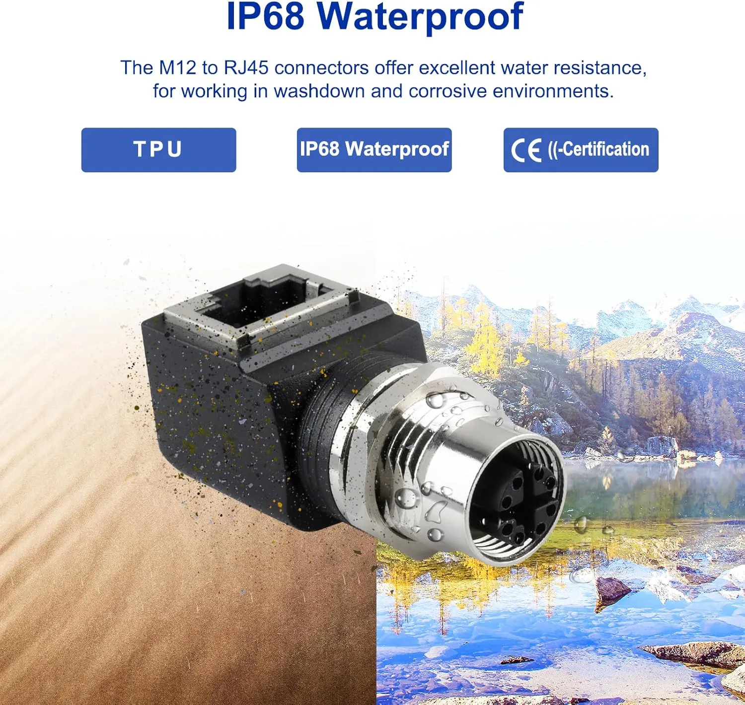 RJ45 to M12 X Coded 8 Pin Adapter Cat6/Cat5, M12 Female to RJ45 Female Connector X-Code IP68 Shielded Industrial Ethernet Adapter for Basler Cognex Industrial Camera Sensor
