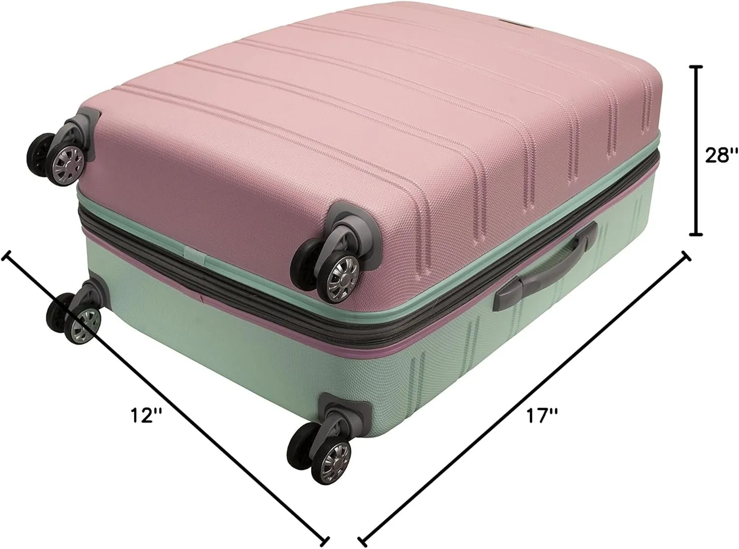 Rockland Melbourne Hardside Expandable Luggage with Spinner Wheels, Mint, Checked Large 28"