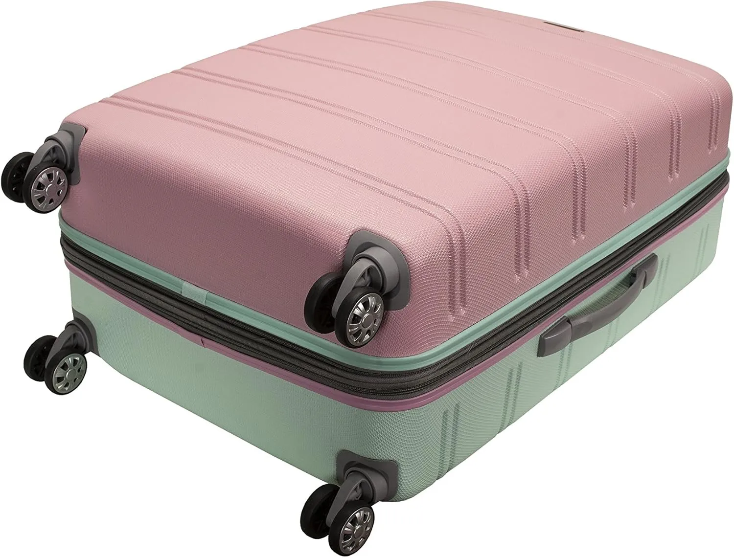 Rockland Melbourne Hardside Expandable Luggage with Spinner Wheels, Mint, Checked Large 28"