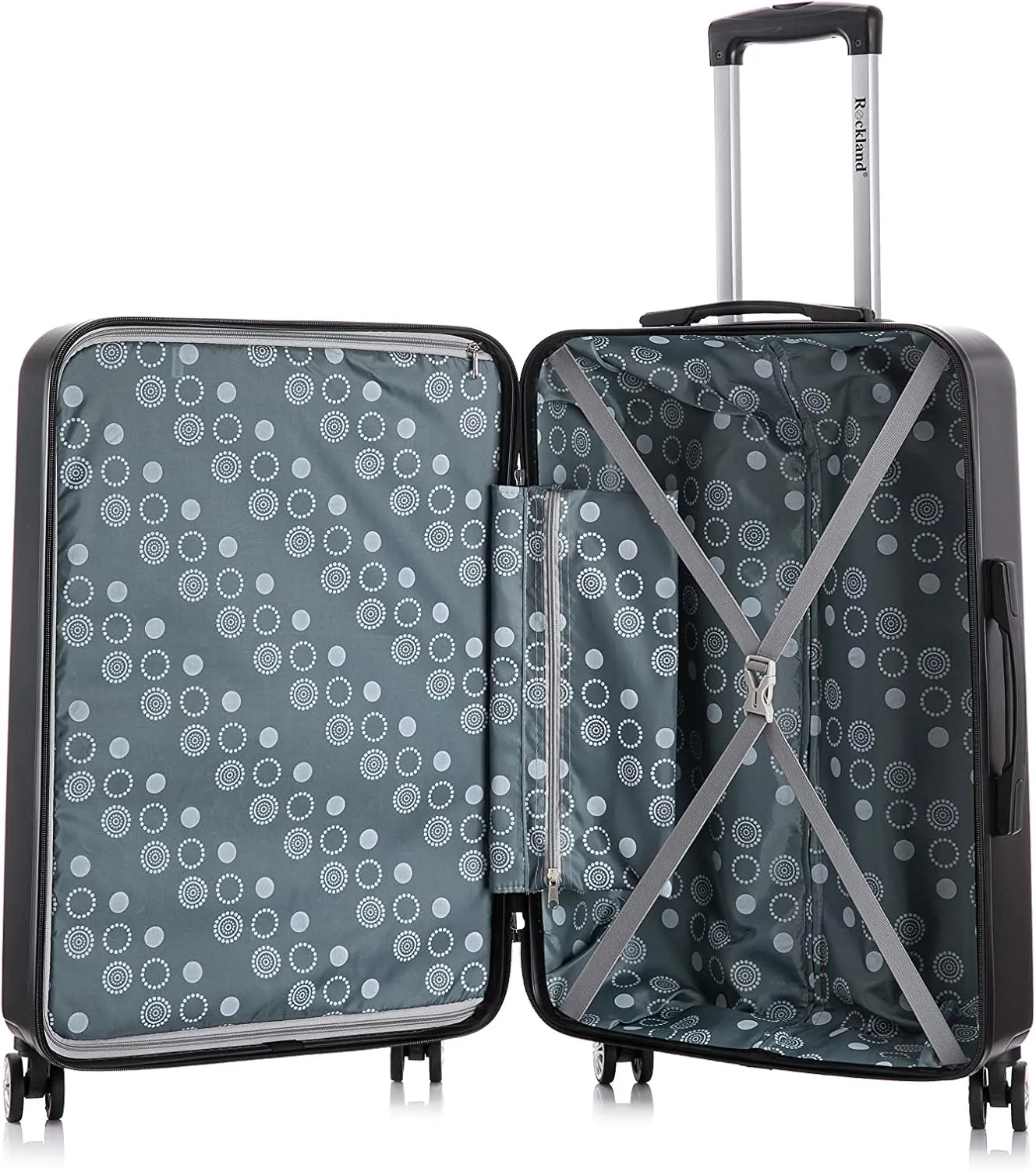 Rockland Paris Hardside Luggage with Spinner Wheels, Black, 3-Piece Set (20/24/28)