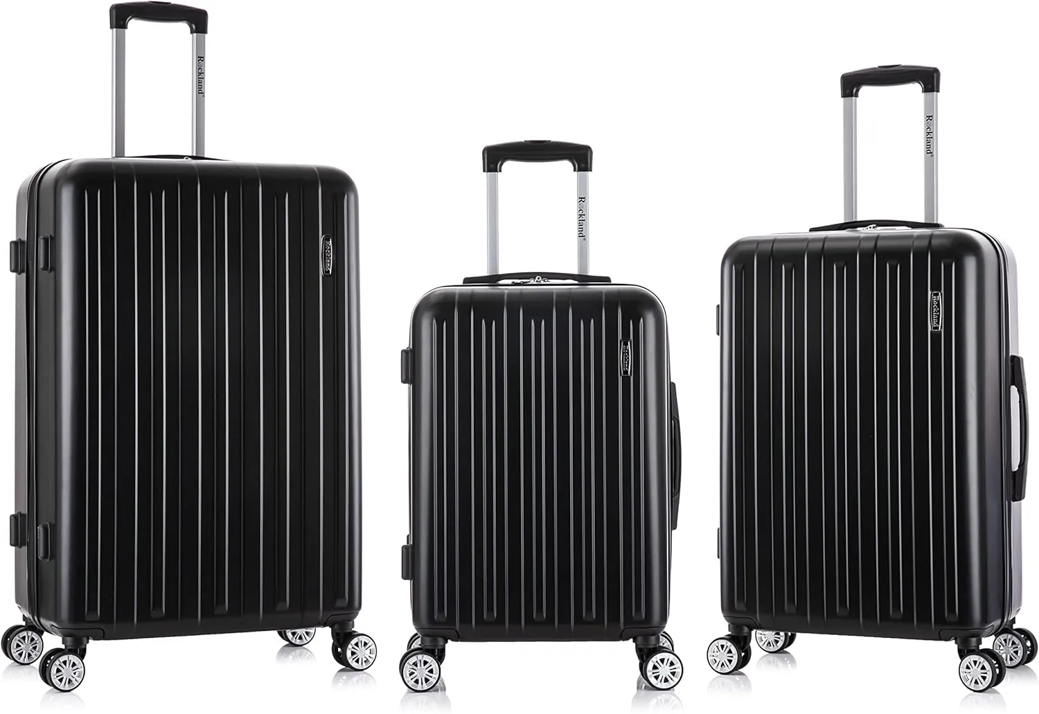 Rockland Paris Hardside Luggage with Spinner Wheels, Black, 3-Piece Set (20/24/28)