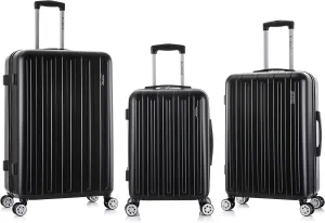 Rockland Paris Hardside Luggage with Spinner Wheels, Black, 3-Piece Set (20/24/28)