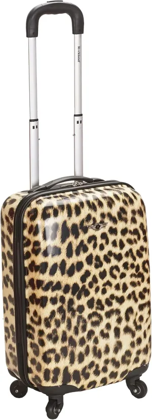 Rockland Safari Hardside Spinner Wheel Luggage, Leopard, Carry-On 20-Inch