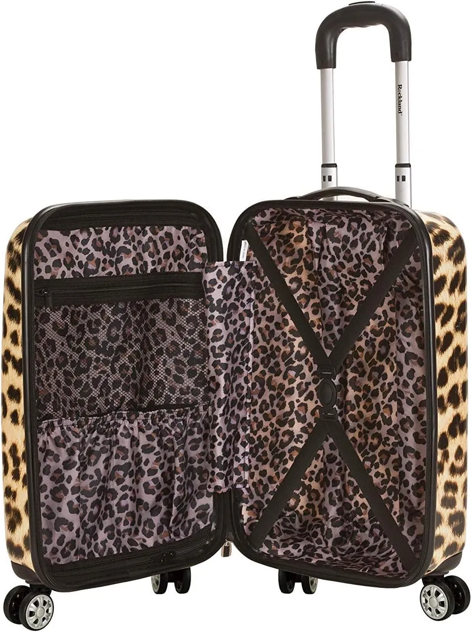 Rockland Safari Hardside Spinner Wheel Luggage, Leopard, Carry-On 20-Inch