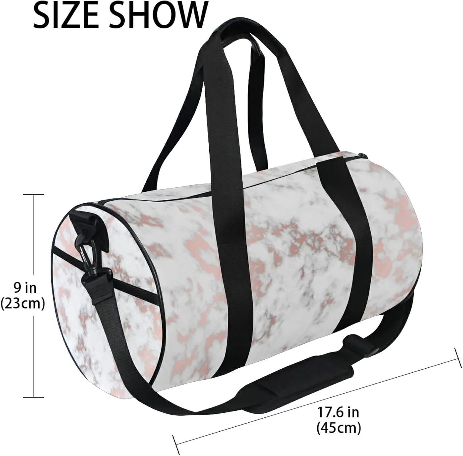 Rose Gold Marble Duffel Bag,Canvas Travel Bag for Gym Sports and Overnight