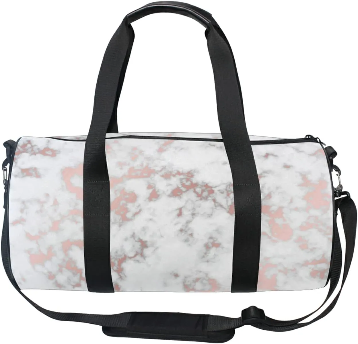 Rose Gold Marble Duffel Bag,Canvas Travel Bag for Gym Sports and Overnight