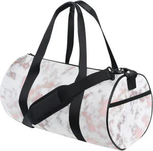 Rose Gold Marble Duffel Bag,Canvas Travel Bag for Gym Sports and Overnight