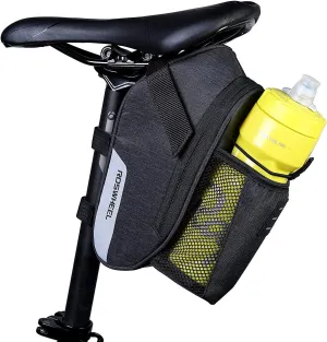 Roswheel Essentials Series 131464 Water Resistant Bike Saddle Bag Bicycle Under Seat Pack Cycling Accessories Pouch with Water Bottle Holder
