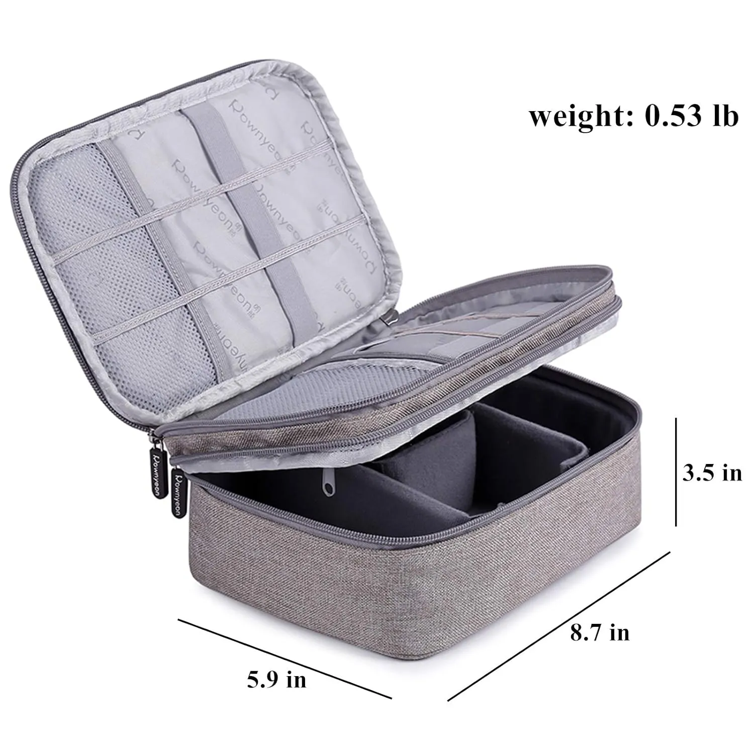 Rownyeon Makeup Train Cases Travel Makeup Bag Waterproof Portable Cosmetic Cases Organizer with Adjustable Dividers for Cosmetics Makeup Brushes Toiletry Jewelry Digital Accessories (Grey Small)