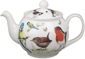 Roy Kirkham Garden Bird Traditional Ceramic Classic Teapot in White Finish
