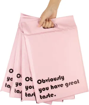 RUSPEPA Poly Mailers 10x13 Inch Pink with Build-in Handle Shipping Bags 3 Mil Pretty Thick Self Adhesive Mailing Envelopes - 50 Pack
