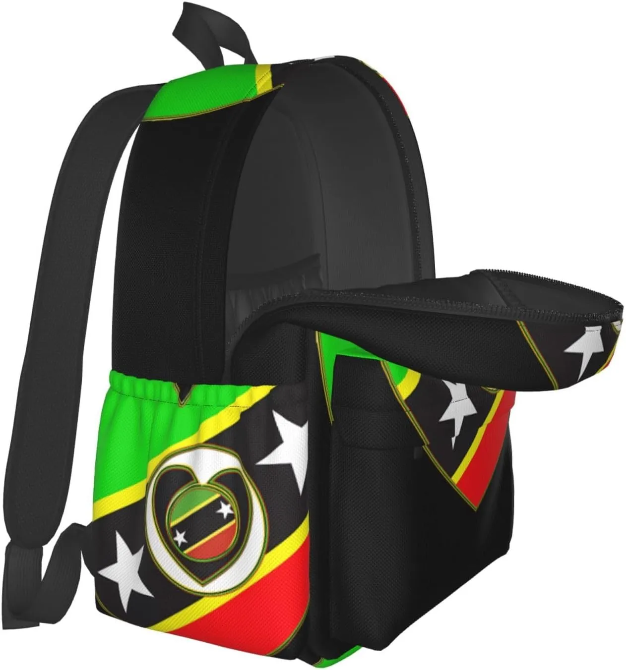 Saint Kitts And Nevis Flag Laptop Commuter Backpack Shoulder Bag Casual Back Pack Daypack Bags With Side Pockets For Work Travel Daily Use