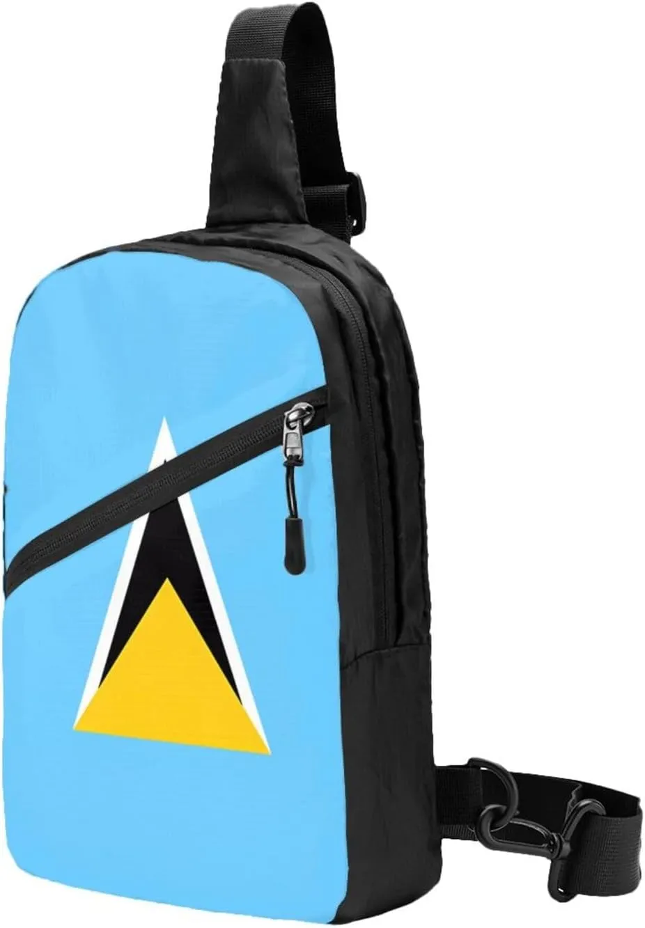 Saint Lucia Flag Crossbody Bag Portable Sling Bags Foldable Chest Daypack Reusable Sports Shoulder Backpack Diagonally Casual Rucksack Travel Bag