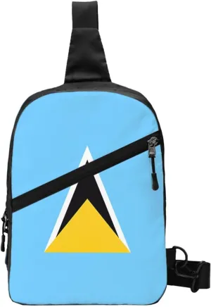 Saint Lucia Flag Crossbody Bag Portable Sling Bags Foldable Chest Daypack Reusable Sports Shoulder Backpack Diagonally Casual Rucksack Travel Bag