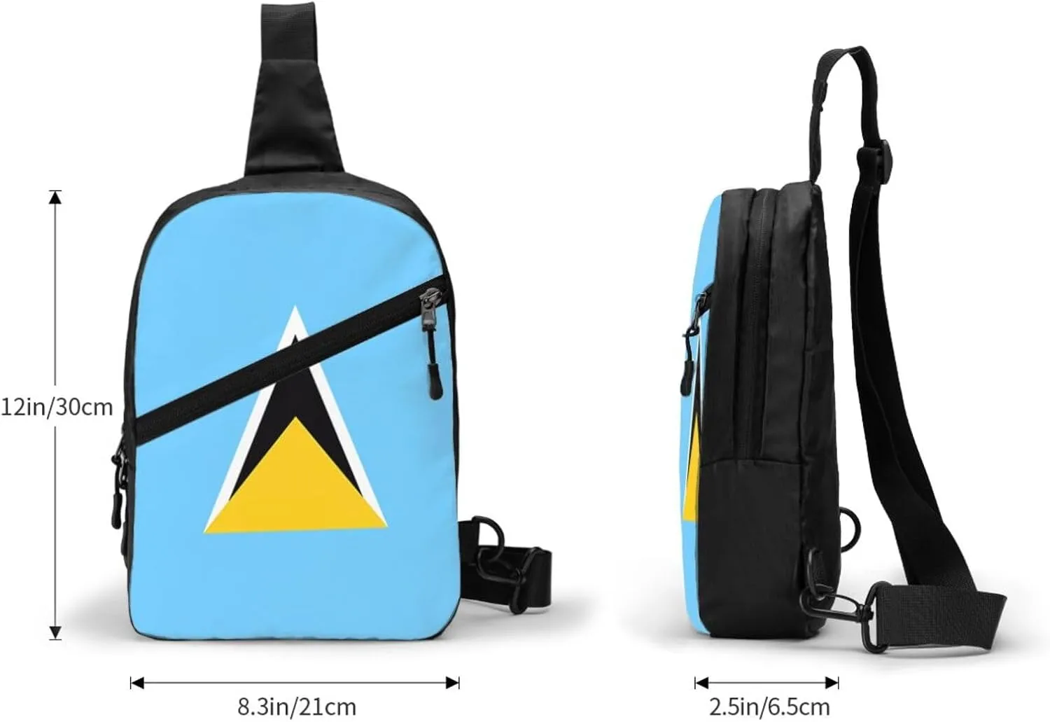 Saint Lucia Flag Crossbody Bag Portable Sling Bags Foldable Chest Daypack Reusable Sports Shoulder Backpack Diagonally Casual Rucksack Travel Bag