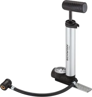 Schwinn Air Sport Mini Bike Pump, Foot to Floor or Hand Pump Option, Fits Schrader and Presta Valve Types, Easy-to-Carry Portable and Convenient Design, Bicycle Essentials for Easy Road Riding