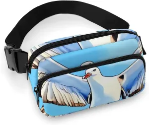 Seagulls in Flight Print Fanny Packs for Women Men Fashion Portable Waist Pack Adjustable Belt Bum Bag Hip Bags for Travel
