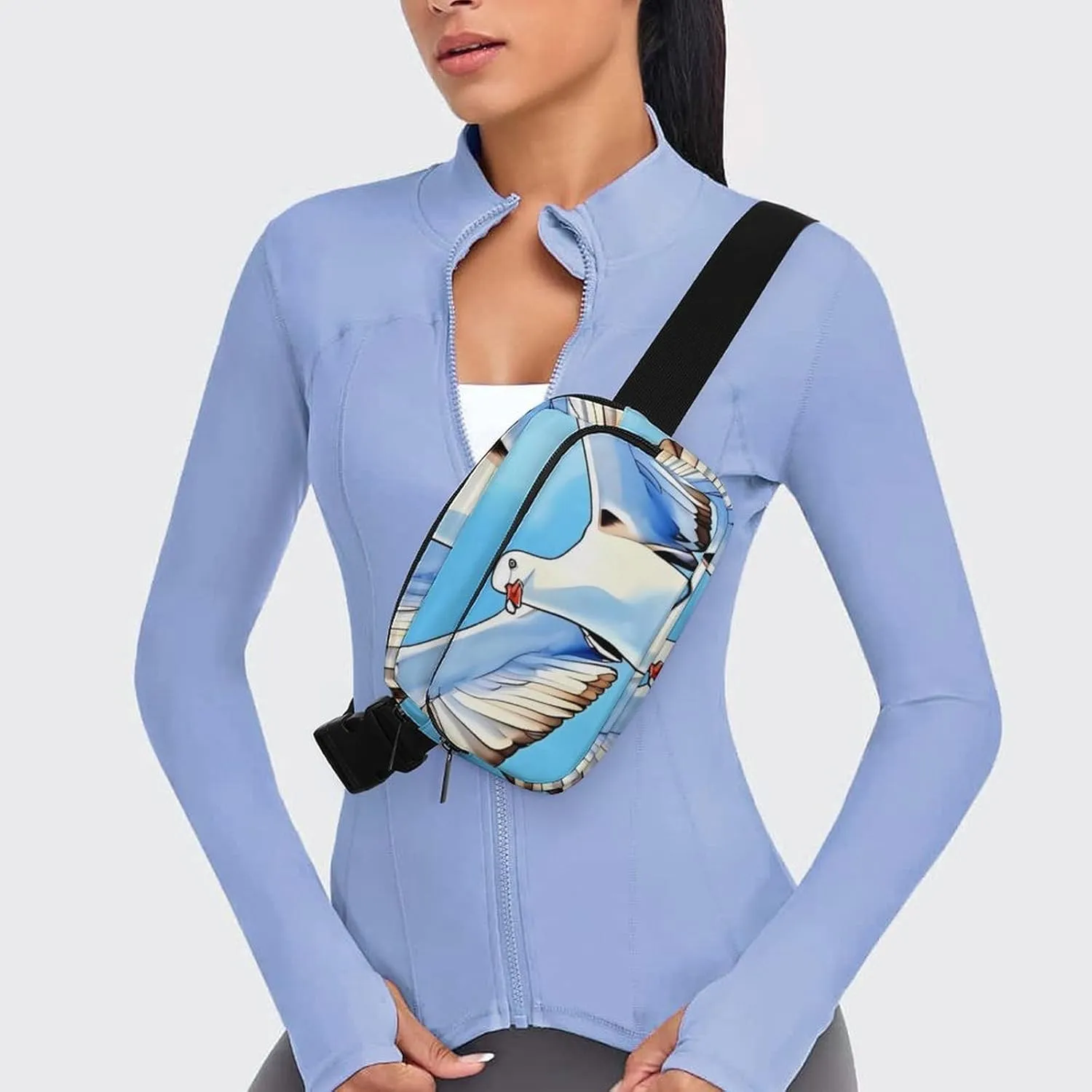 Seagulls in Flight Print Fanny Packs for Women Men Fashion Portable Waist Pack Adjustable Belt Bum Bag Hip Bags for Travel