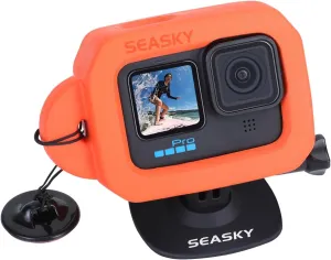 SEASKY Floating Floaty Protector Case & A1 Flexible Adhesive Mount Kit Accessories for Gopro Hero 12/11//10/9 Black Sports Action Camera
