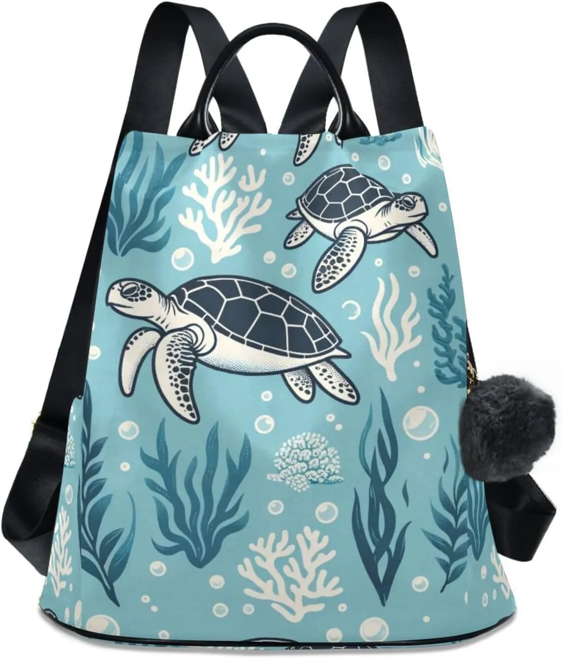 Seaweeds Corals Sea Turtles Backpack for Women Anti Theft Large Fashion Travel Shoulder Bag Purse Rucksack Lightweight