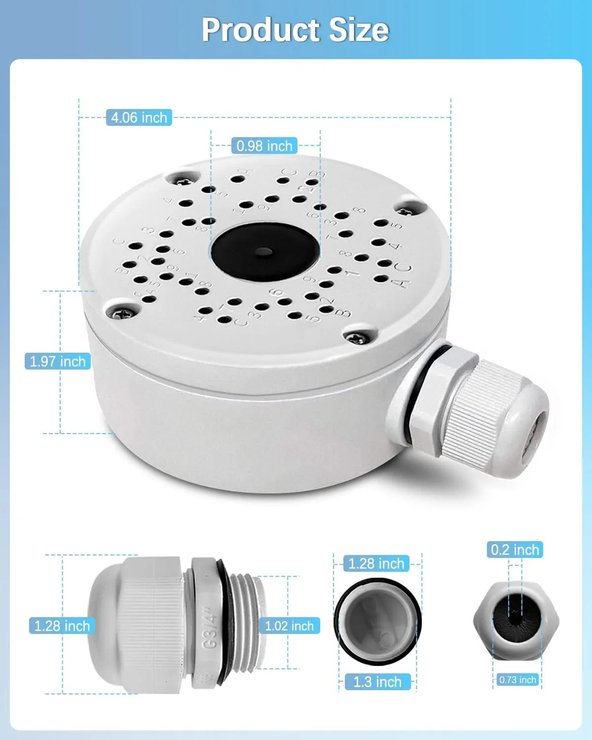 【Security Camera Junction Box】 Universal Bullet Security Camera Mount Bracket, IP66 Waterproof Junction Box for Camera（4 Packs）