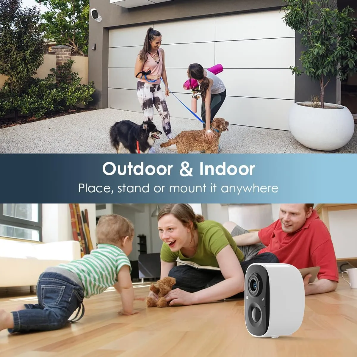 Security Camera Wireless Outdoor, 2-Way Talk Battery Powered Wi-Fi Cameras for Outside and Indoor 1080P Night Vision AI Motion Detection Spotlight Siren Alarm IP65 Weatherproof