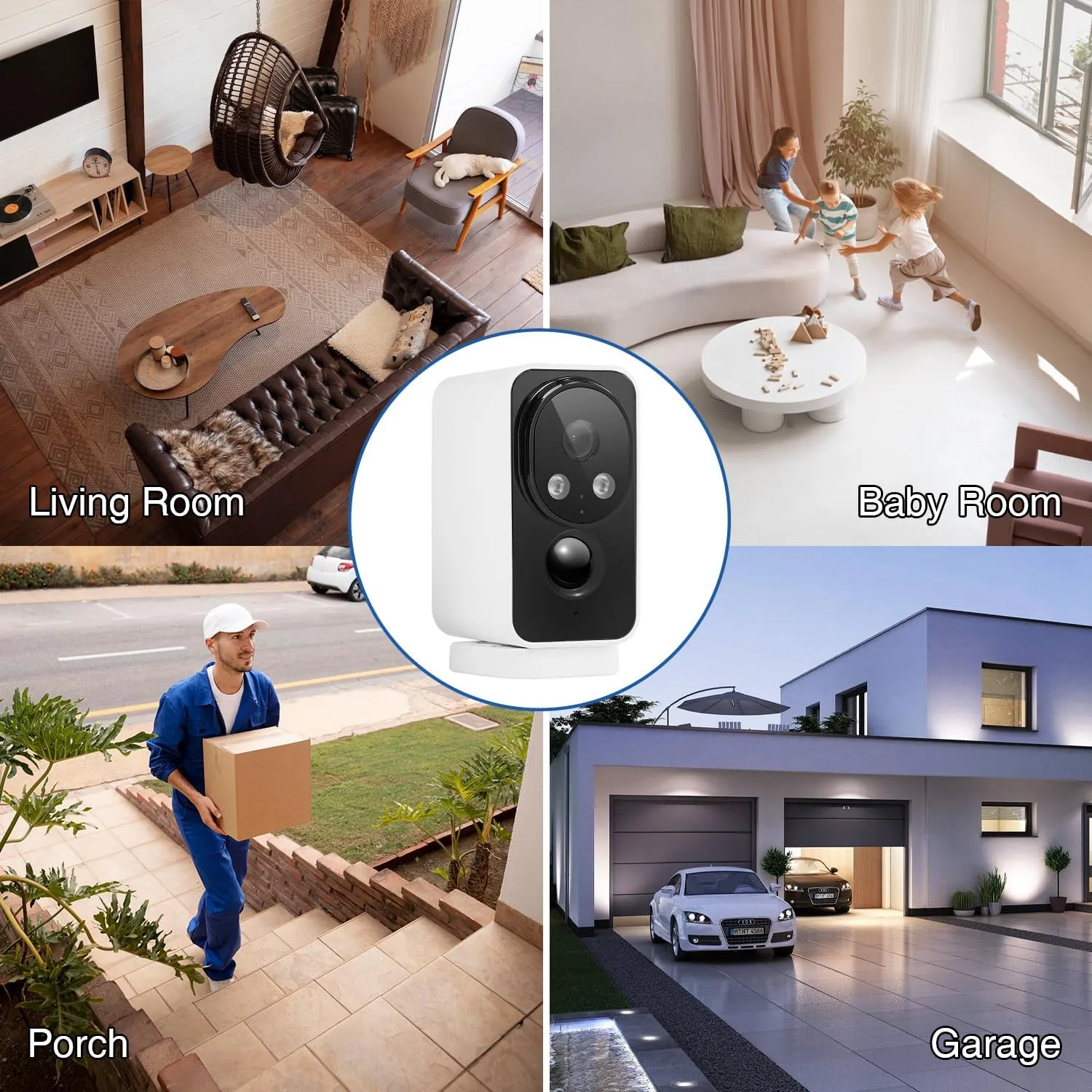 Security Cameras Wireless Outdoor Pan Rotating 180° 2K Cameras for Home Security Color Night Vision Battery 2.4GHz WiFi Camera Motion Detection Siren 2-Way Talk Waterproof Cloud/SD Storage 2-Pack