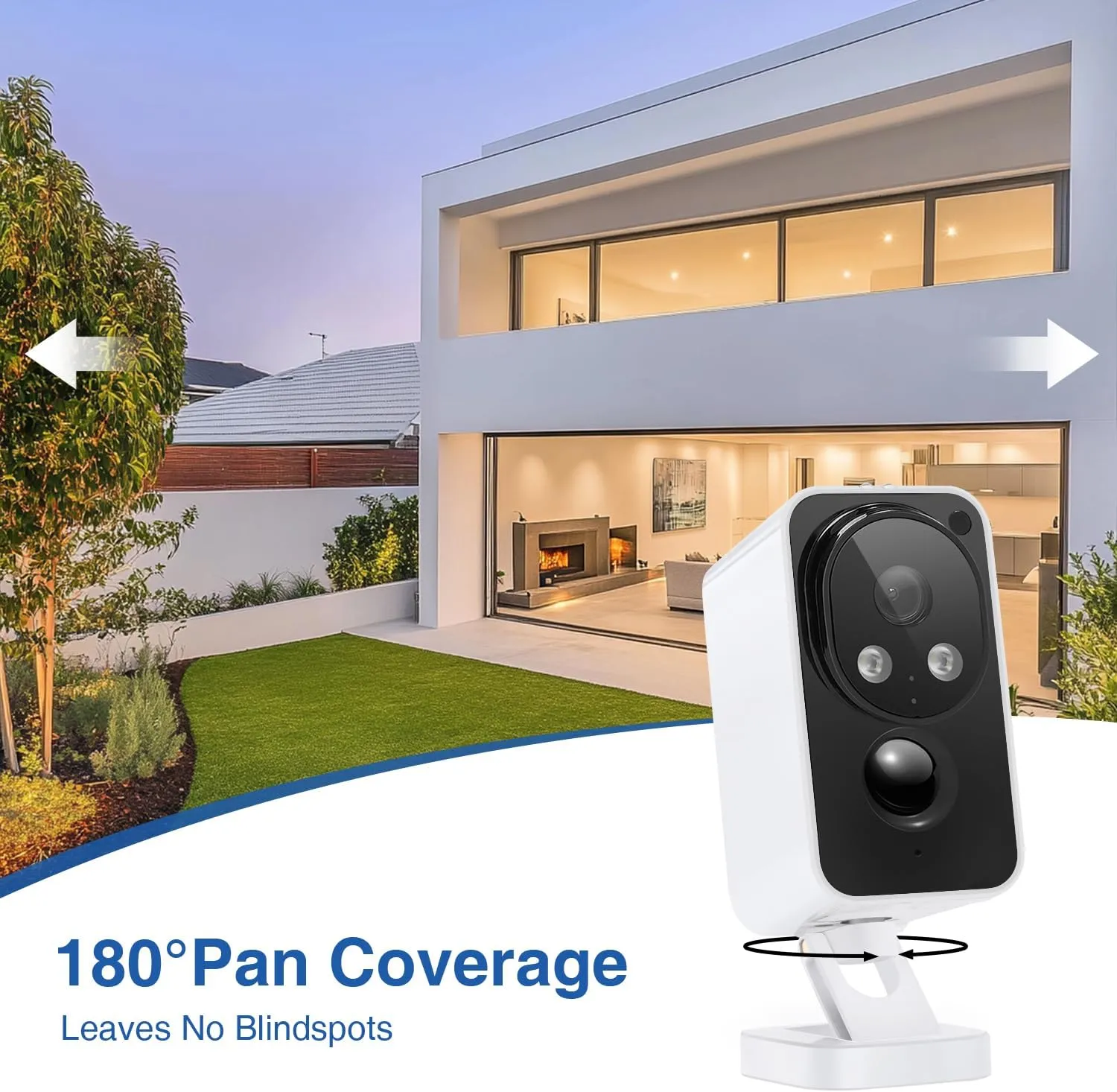 Security Cameras Wireless Outdoor Pan Rotating 180° 2K Cameras for Home Security Color Night Vision Battery 2.4GHz WiFi Camera Motion Detection Siren 2-Way Talk Waterproof Cloud/SD Storage 2-Pack