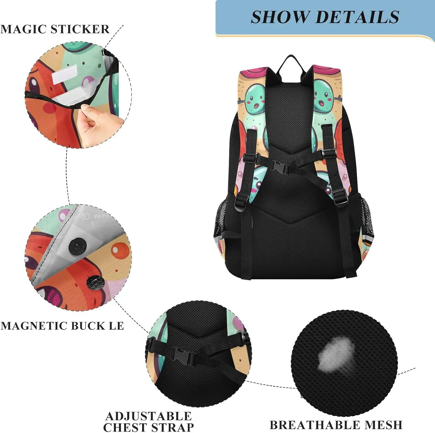 senya School Backpack Kids College Rucksack Travel Bookbag Fashion Back Pack Girls Boys Characters Interact