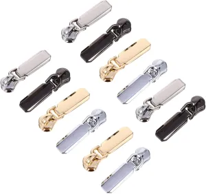 SEWOART 12pcs Zipper Pull Tab Replacement Mixed Color Zipper Fittings for Bags Jackets Coats Luggage and More Essential Accessories for DIY