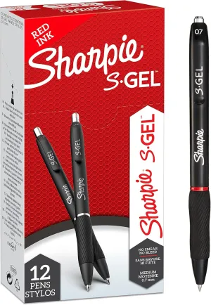 Sharpie S-Gel | Gel Pens | Medium Point (0.7mm) | Red Ink | 12 Count