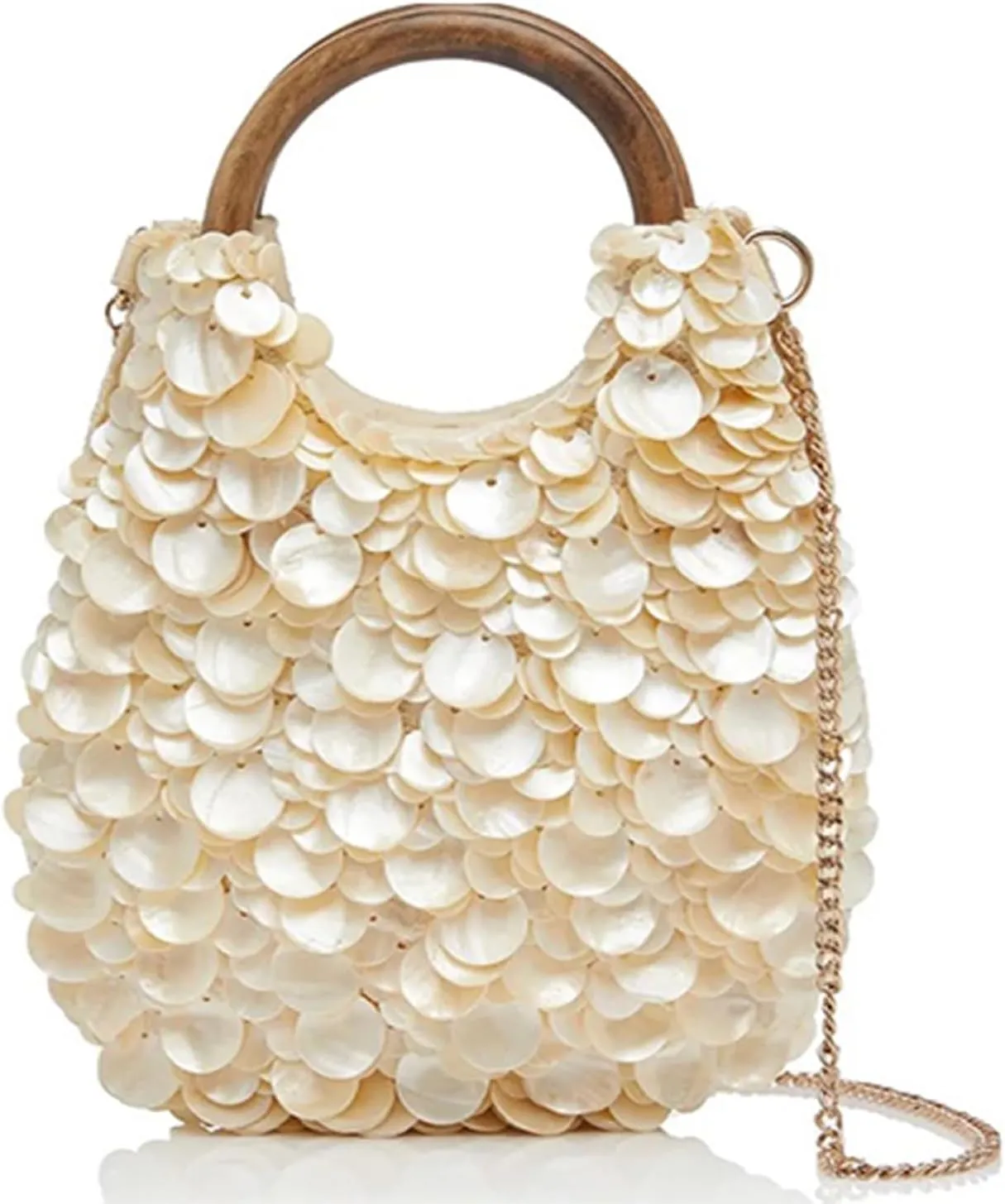 Shell Beaded Clutch Purse for Women Luxury Handmade Top Handle Bag Beach Evening Handbag for Summer