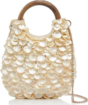 Shell Beaded Clutch Purse for Women Luxury Handmade Top Handle Bag Beach Evening Handbag for Summer