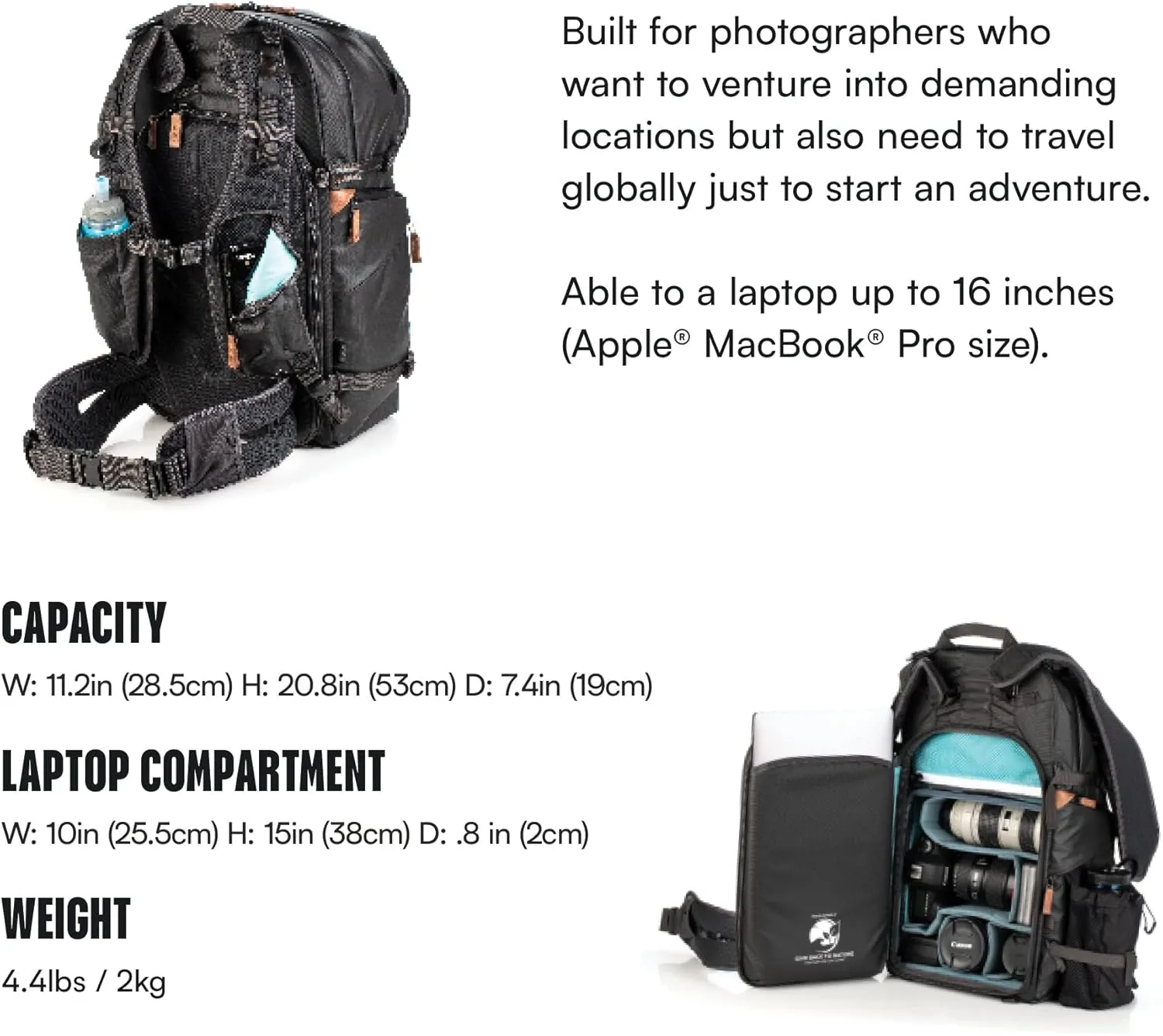 Shimoda Explore V2 35 Adventure Camera Backpack - Water Resistant - Fits DSLR, Mirrorless Cameras, Batteries & Lenses - Black (520-158)