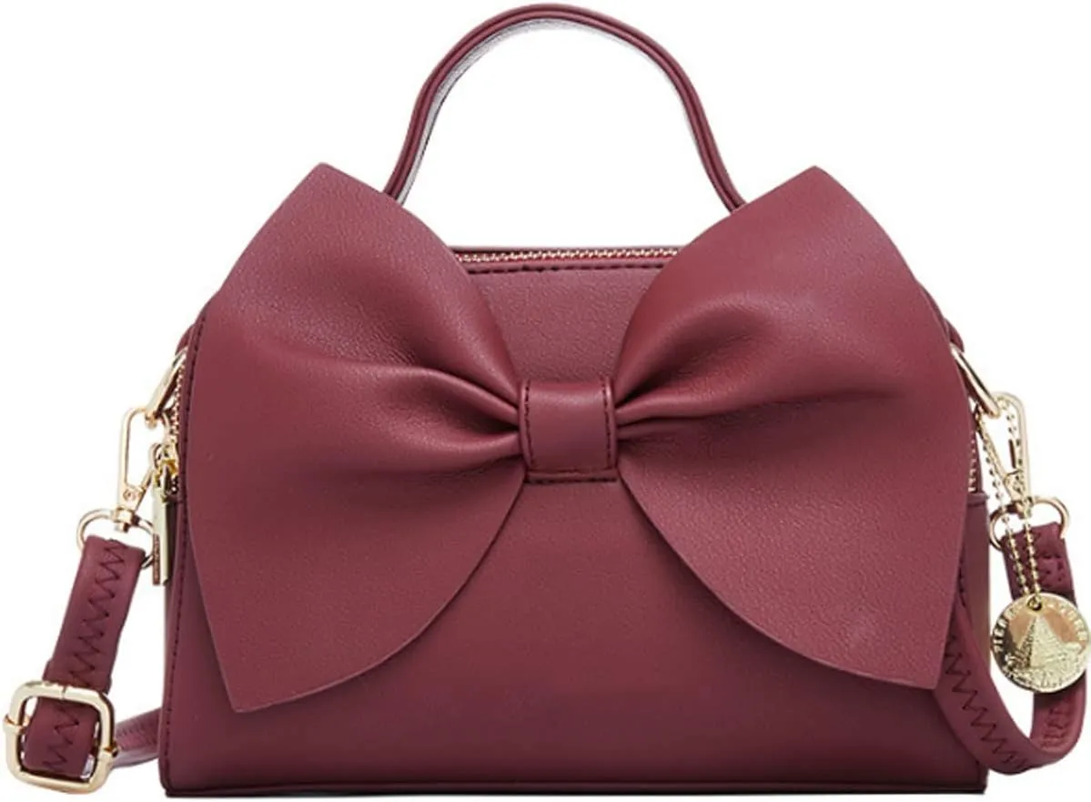 Shoulder Bag for Women PU Leather Purse Bowknot Handbag Fashion Top-Handle Satchel Ladies Crossbody