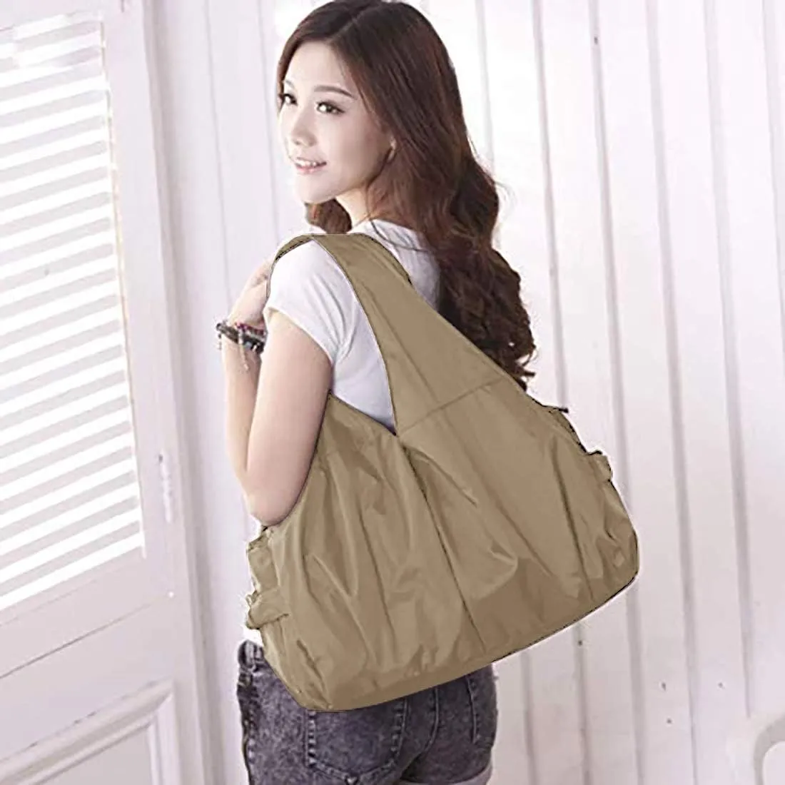 Shoulder Bag for Women, Waterproof Shopping Lightweight Work Purse and Handbag Travel Tote Oxford Nylon Large Capacity Hobo
