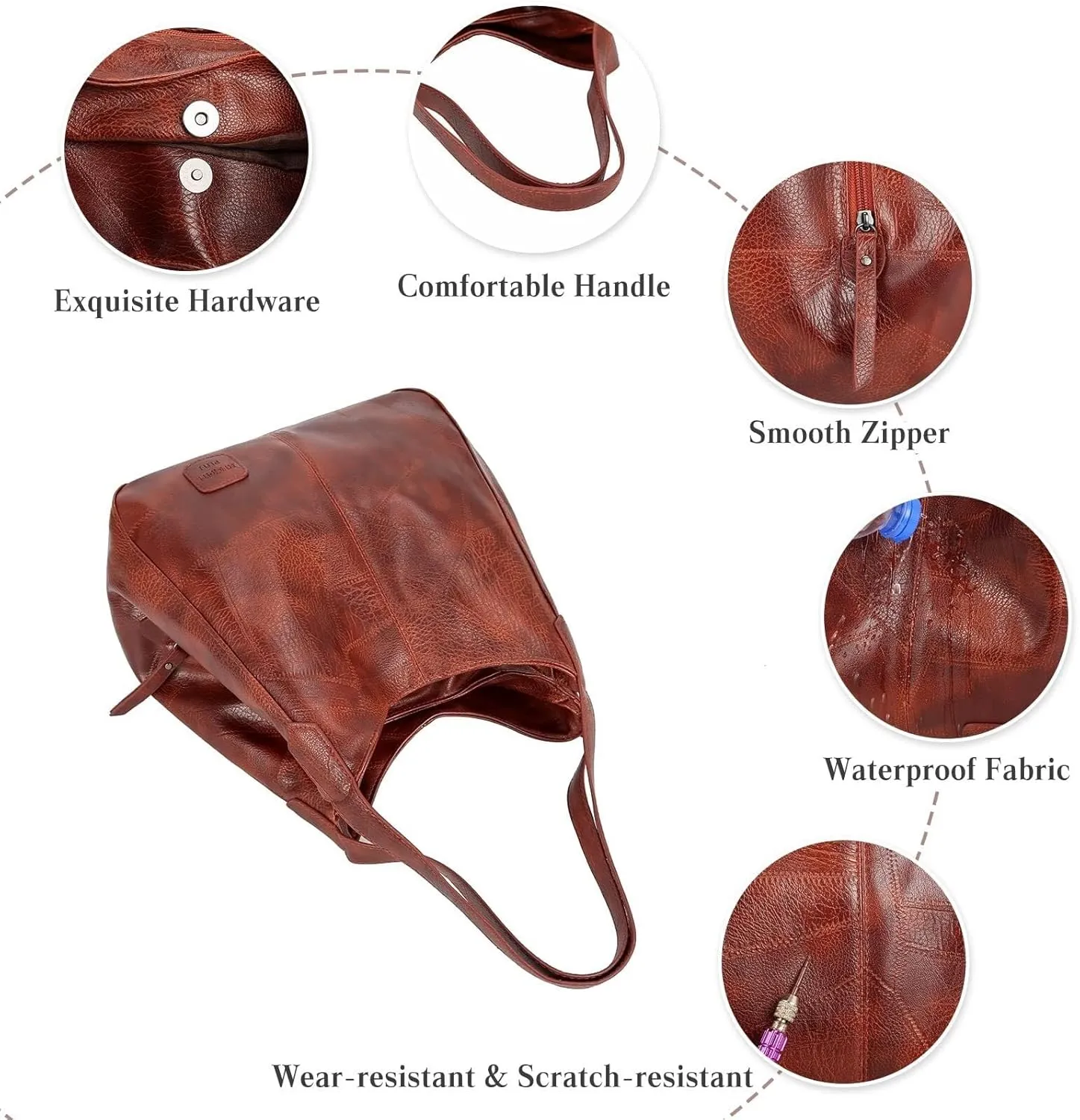 Shoulder PU Leather Bucket Fashion Women's Handbags Waterproof Top-handle Bags Tote for Party Shopping