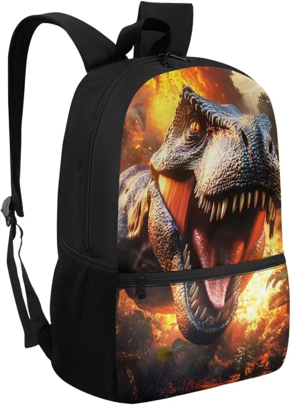 Showudesigns Dinosaur Backpack for Boys 8-12 Elementary School Book Bag Flame School Bags Middle High Back Packs with Shoulder Straps 17inch Children Daypack Large Capacity Satchel