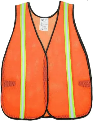 SIFE 10 Pack High Visibility Reflective Safety Vest,Made from Breathable and Neon Orange Mesh Fabric with Stretchable design,light weight for Man and Woman(Orange, 10 pack)