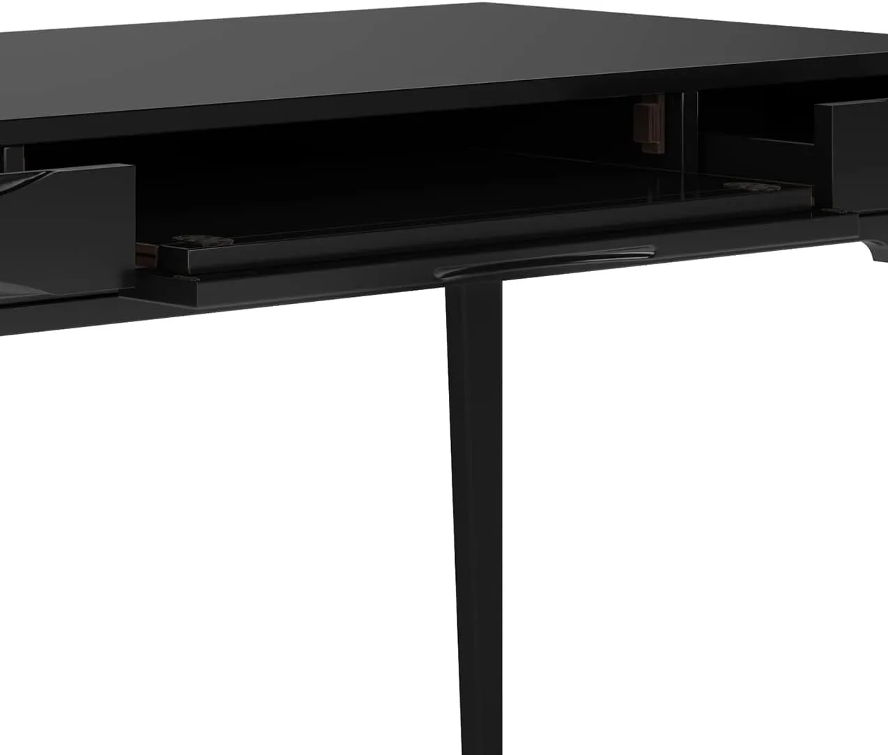 SIMPLIHOME Harper Desk - 60-Inch Wide Solid Hardwood Writing Desk in Black, Mid-Century Modern Home Office Computer Table for Workspace or Study with 2 Drawers and Flip-Down Keyboard Tray