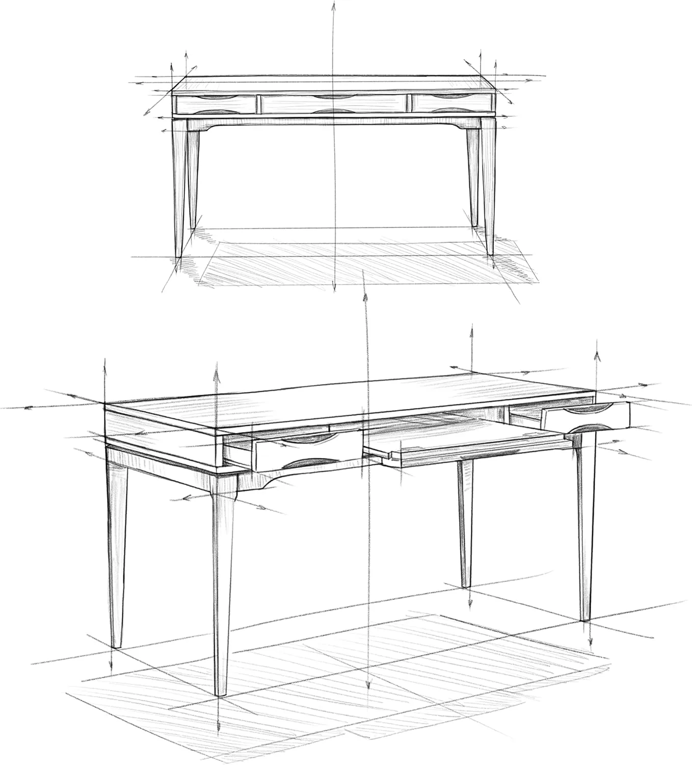 SIMPLIHOME Harper Desk - 60-Inch Wide Solid Hardwood Writing Desk in Black, Mid-Century Modern Home Office Computer Table for Workspace or Study with 2 Drawers and Flip-Down Keyboard Tray