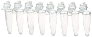 Simport Amplitube T320-2B Polypropylene PCR Reaction Tube Strip with Attached Flat Cap, 8 x 0.2ml, Blue (Pack of 125)