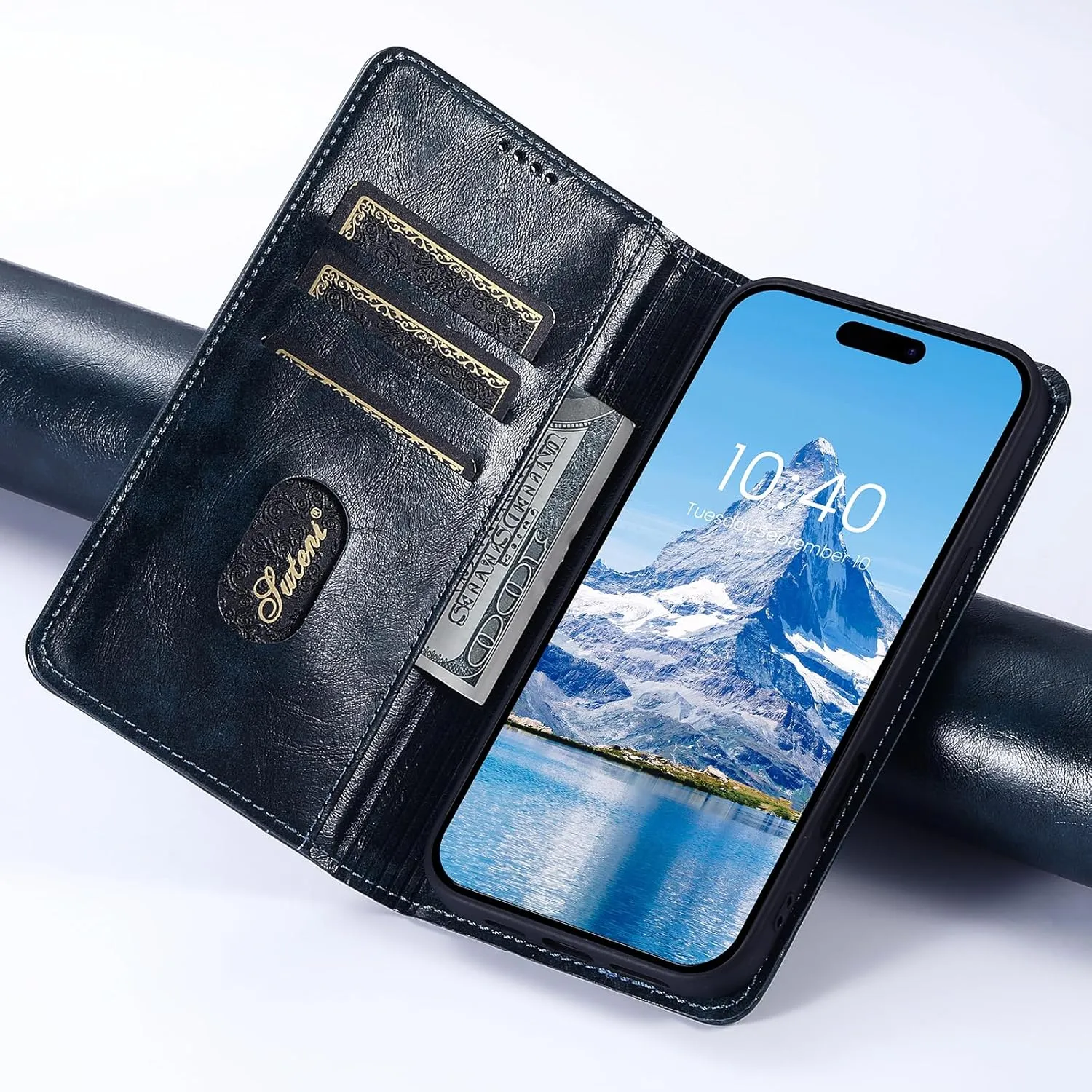 SINIANL Compatible with iPhone 16 Pro Max Case Wallet with Magnetic Kickstand Credit Card Holder, Leather Folio Flip Cover Wallet Case for iPhone 16 Pro Max Blue