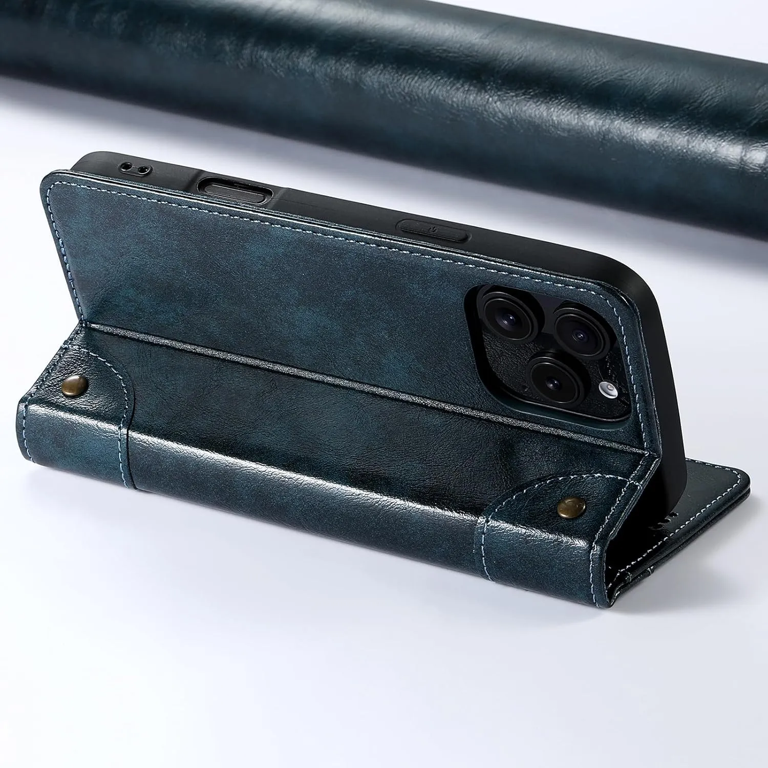 SINIANL Compatible with iPhone 16 Pro Max Case Wallet with Magnetic Kickstand Credit Card Holder, Leather Folio Flip Cover Wallet Case for iPhone 16 Pro Max Blue