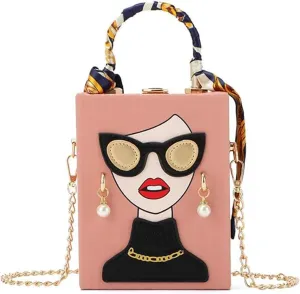 Sister Amy® Funky 3D Lady Face PU Leather Handbag - Multi-Functional Top Handle Satchel, Tote, and Crossbody Shoulder Bag