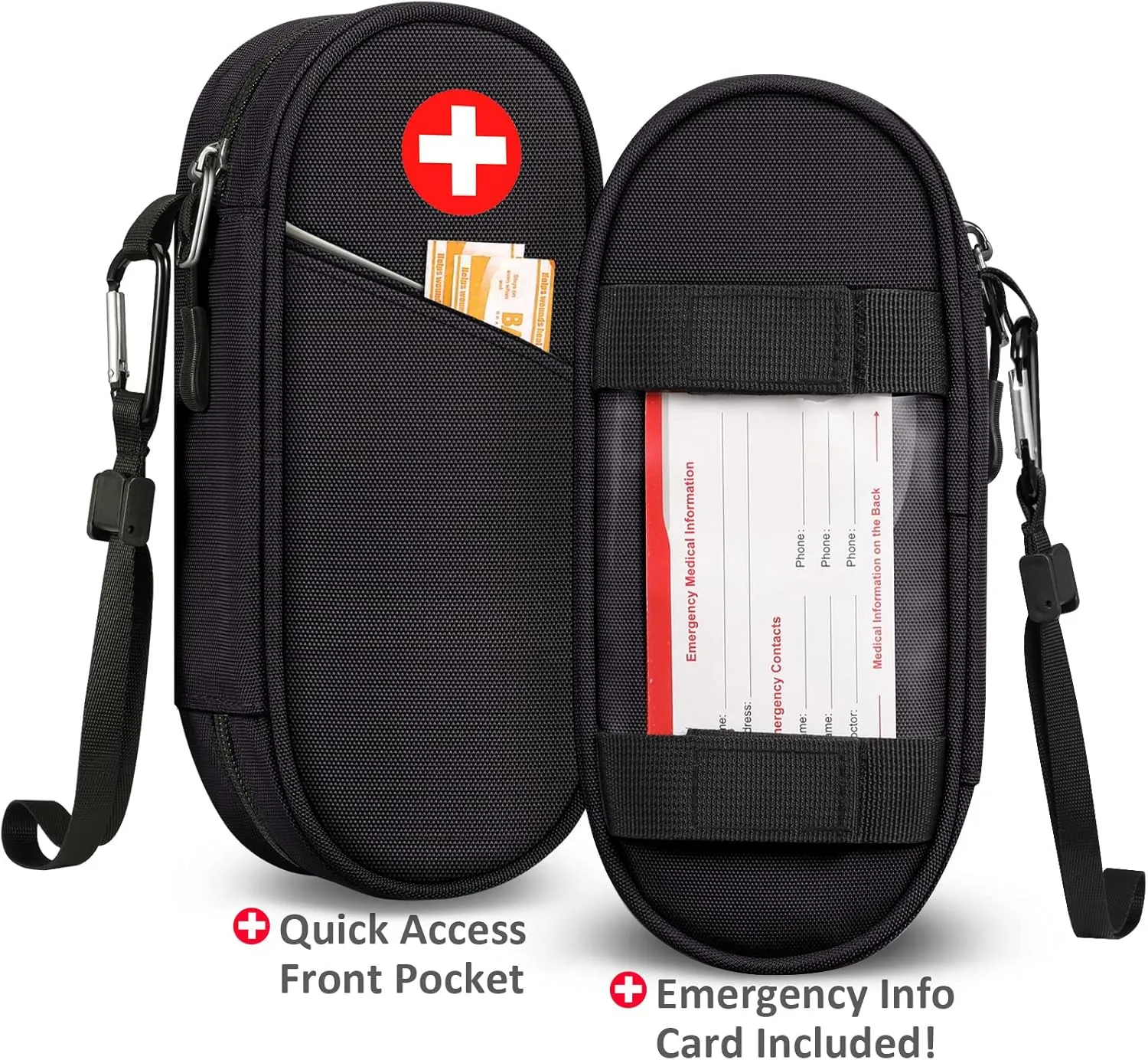SITHON EpiPen Medical Carrying Case Insulated, Travel Medication Organizer Bag Emergency Medical Pouch Holds 2 EpiPens, Asthma Inhaler, Anti-Histamine, Auvi-Q, Allergy Medicine Essentials, Black