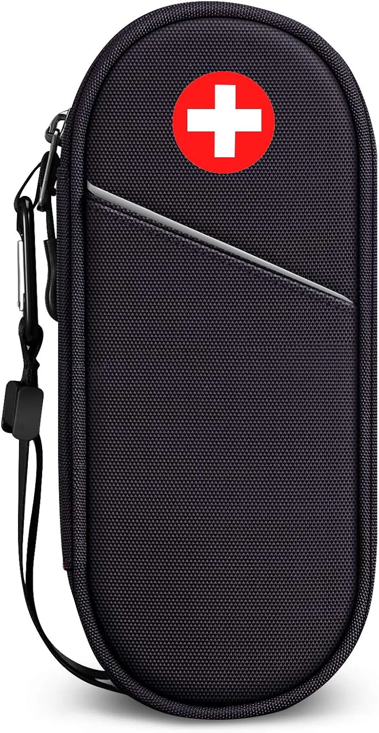 SITHON EpiPen Medical Carrying Case Insulated, Travel Medication Organizer Bag Emergency Medical Pouch Holds 2 EpiPens, Asthma Inhaler, Anti-Histamine, Auvi-Q, Allergy Medicine Essentials, Black